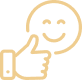 Émoji souriant avec pouce levé, symbolisant l'approbation, la satisfaction ou un accord positif.